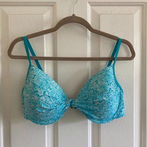 Lands' End Blue Paisley Bikini Top